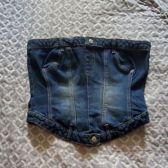 NWOT ZARA denim Bustier XL - Picture 2 of 10